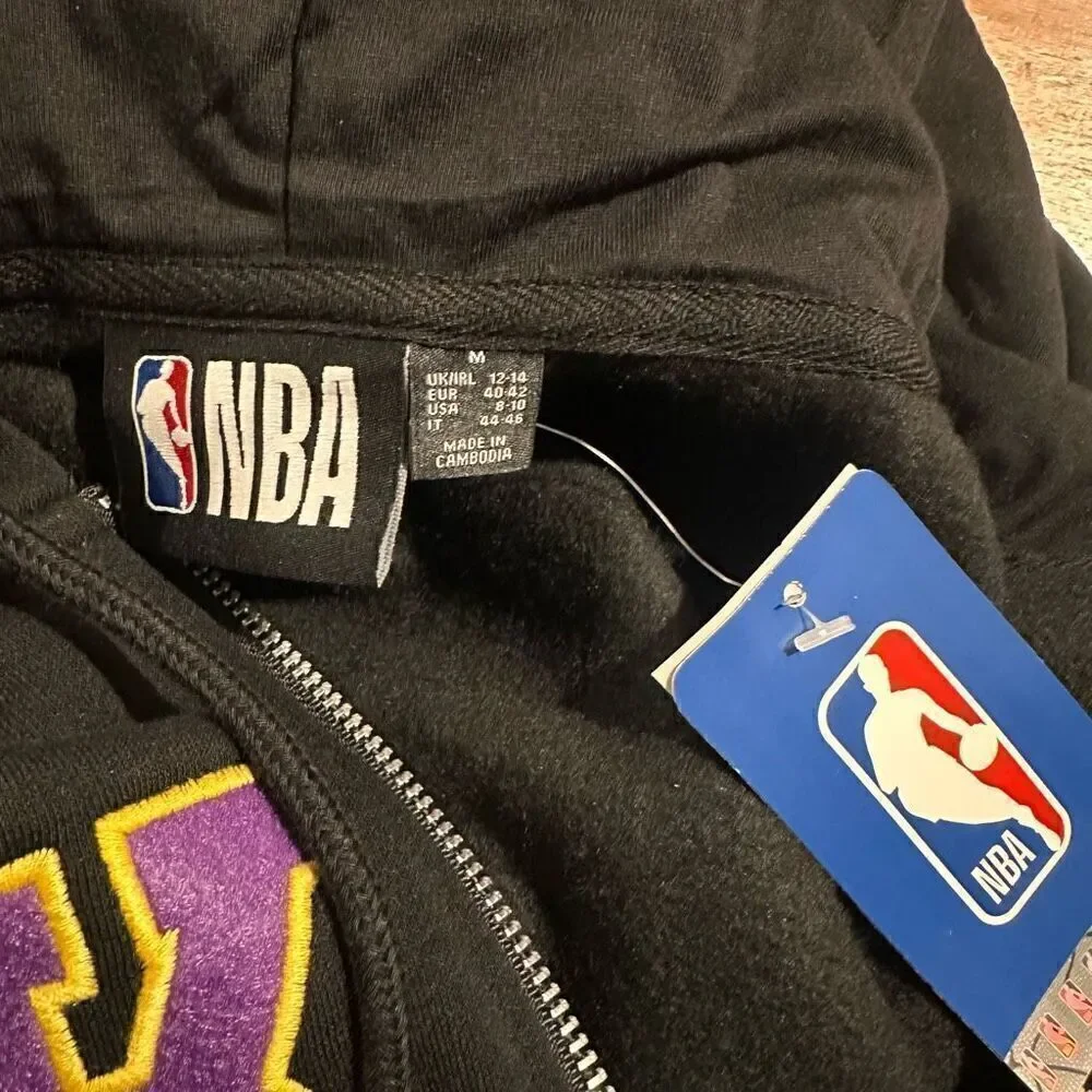 NWT NBA Lakers Cropped Drop Sleeve Zip Up Hoodie